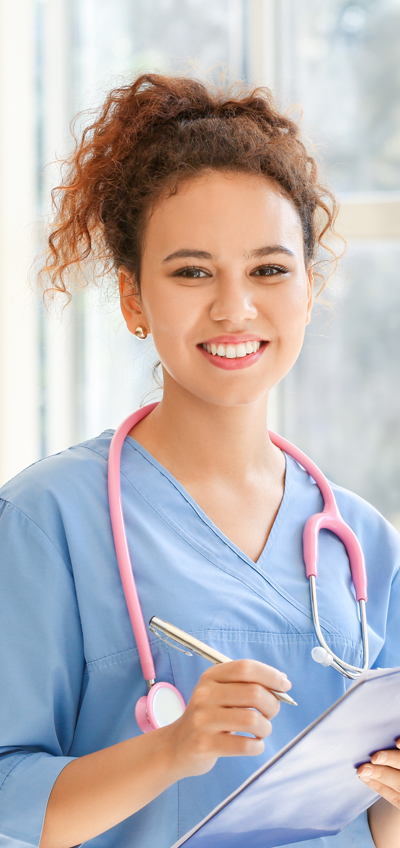 Nurse looking at the camera