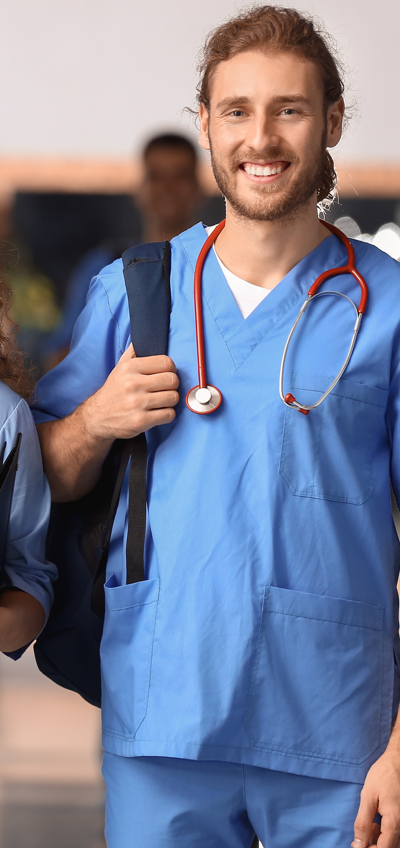 Male nurse with thumbs up